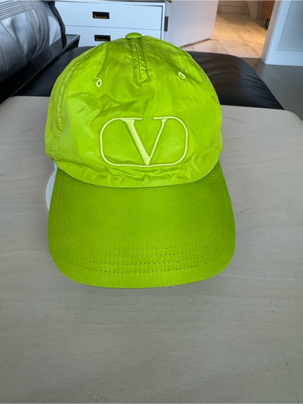 LOW START!! Valentino  Neon Green Logo Baseball Cap - Picture 2 of 10